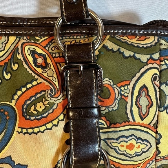 Franco Sarto Hobo Leather Fabric Floral Flower Double Straps Shoulder Bag Purse - Picture 4 of 10